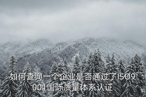 如何查詢一個企業(yè)是否通過了ISO9001國際質(zhì)量體系認證