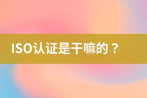 ISO認(rèn)證是干嘛的？