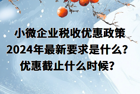 小微企業(yè)稅收優(yōu)惠政策2024年最新要求是什么？優(yōu)惠截止什么時候